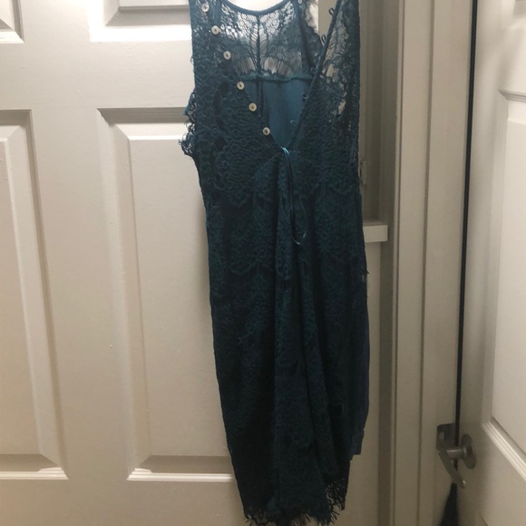 Free People Emerald Green Lace Dress Size XS - Picture 3 of 4